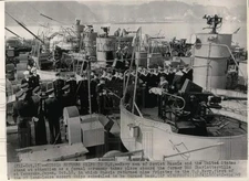 1949 Press Photo Soviet Russia returns lend-lease ships to U.S. Navy - pim01970