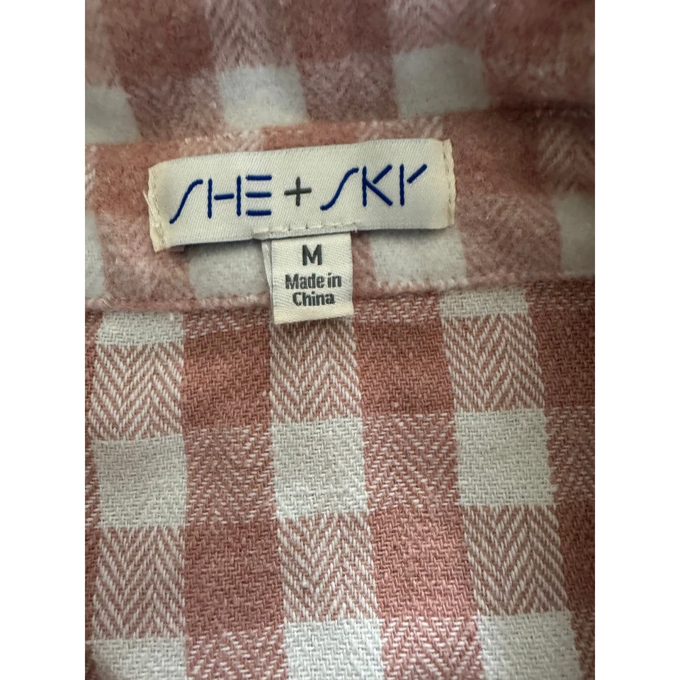 She & Sky Coral Plaid Shacket - Western Feminine - M - Image 4 of 4