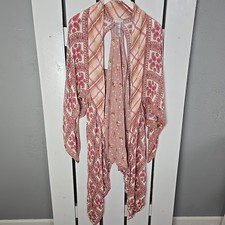Free People Women's American Pie Duster Kimono Cardigan OS Patchwork Floral Boho