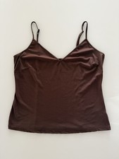 Chocolate Brown Camisole with Adjustable Spaghetti Straps V-neckline - Medium
