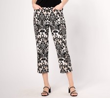 Susan Graver Women's Plus Sz Pants 4X Printed LK Fusion Slim Leg Black A644510