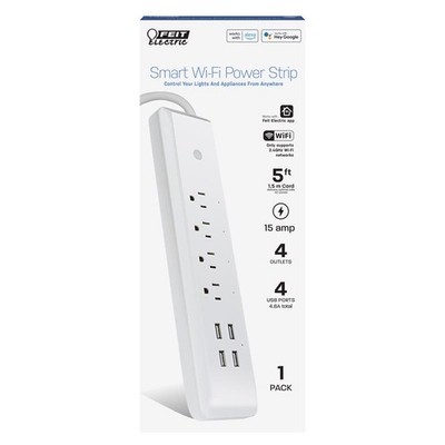 Feit Smart Home 5 ft. L 4 outlets Smart-Enabled Wi-Fi Power Strip with USB White