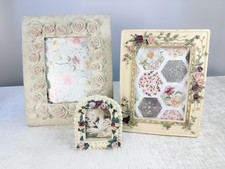 Lot 3 Vintage Picture Frame Resin Ornate Roses Floral Flowers Victorian