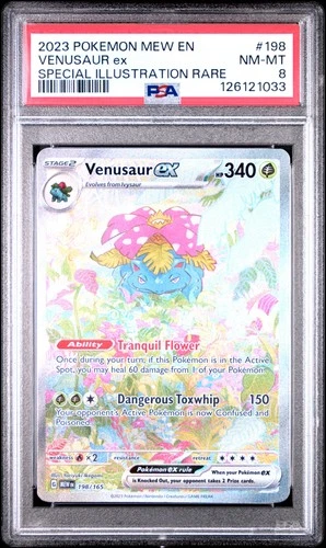 2023 POKEMON MEW EN-151 SPECIAL ILLUSTRATION RARE #198 VENUSAUR EX PSA 8