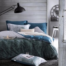 MILDLY 100 Long Staple Cotton Forest Duvet Cover Set Green Gradient Trees Mo...