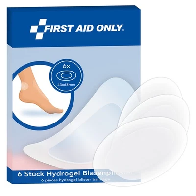 FIRST AID ONLY 6 x Hydrogel Blasenpflaster, Pflaster 43 x 68 mm, transparent & wasserabweisend