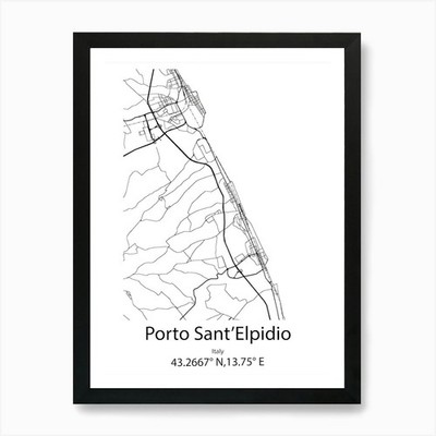 Porto Sant Elpidio, Italien minimalistisch gerahmtes Wandbild Poster Leinwanddruck Bild