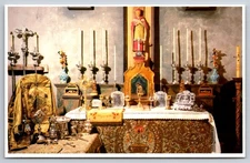 Vtg Postcard Carmel Mission California Silver Altar Serra Religious Relic USA