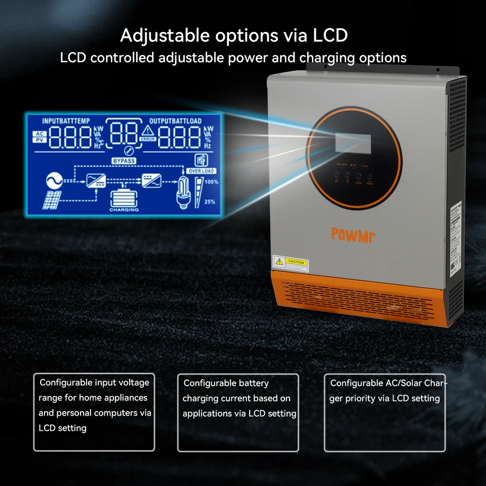 2400W 24V Solar Inverter Hybrid 110V/120V Off Grid 80A Charge Controller PV 80V - Image 2 of 4