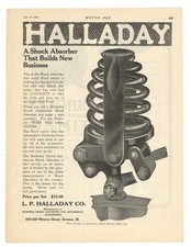 1919 L.P. Halladay Co. of Streator, Illinois Ad: Shock Absorbers for Ford Cars