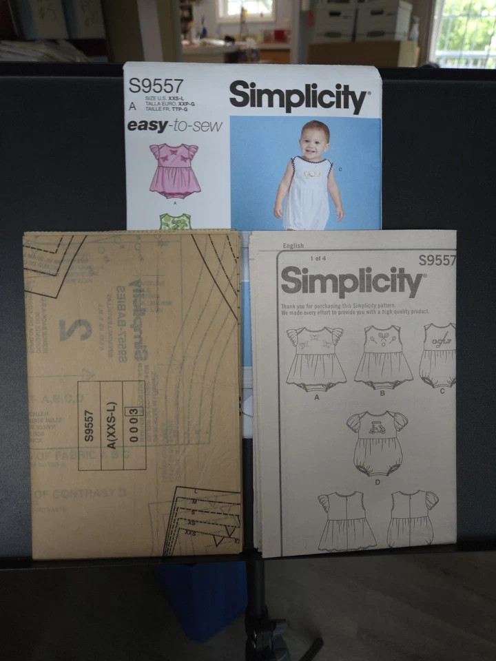 Baby Romper Sewing Pattern Simplicity 9557 XXS-XS-S-M-L Skill EASY - Image 3 of 3
