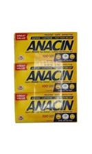 Anacin Aspirin + Caffeine Tablets 100ct (3 Pack)- 01/2027!! 🔥🔥