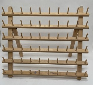 June Taylor 60 Spool Wood Thread Holder Standing Rack.  Sewing Organizer