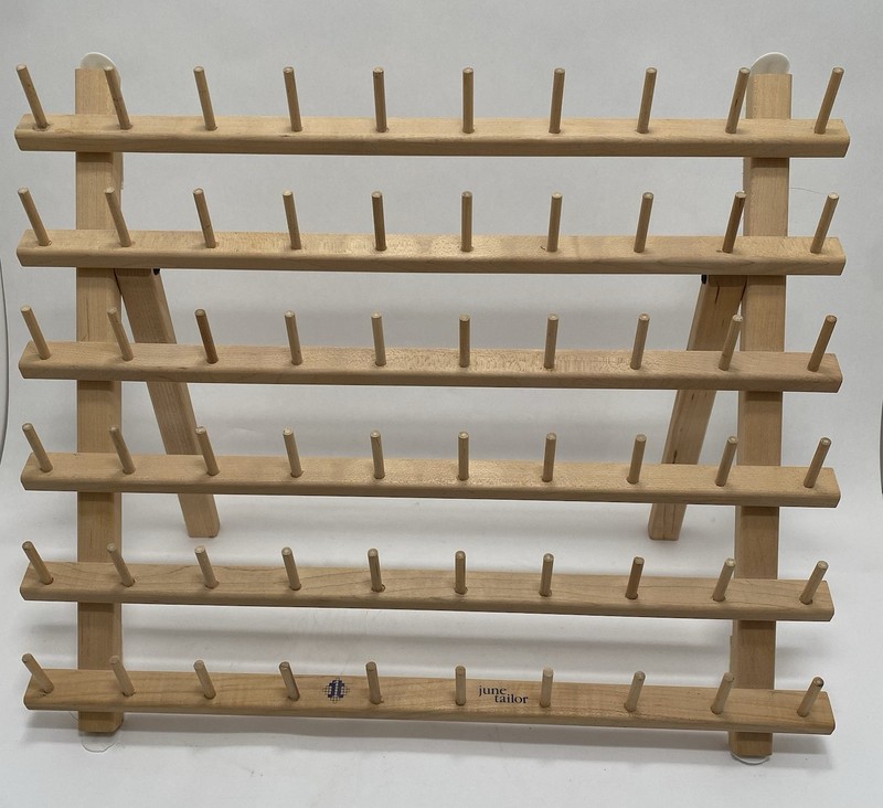 June Taylor 60 Spool Wood Thread Holder Standing Rack.  Sewing Organizer