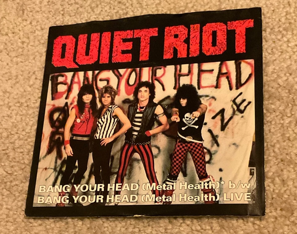2 Quiet Riot Vinyl 7” 45 Bang Your Head & Cum On Feel the Noize 1980s Records LP - Image 2 of 4