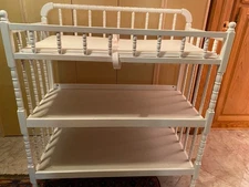 Baby Changing Table with Pad & Shelves -White Wood
