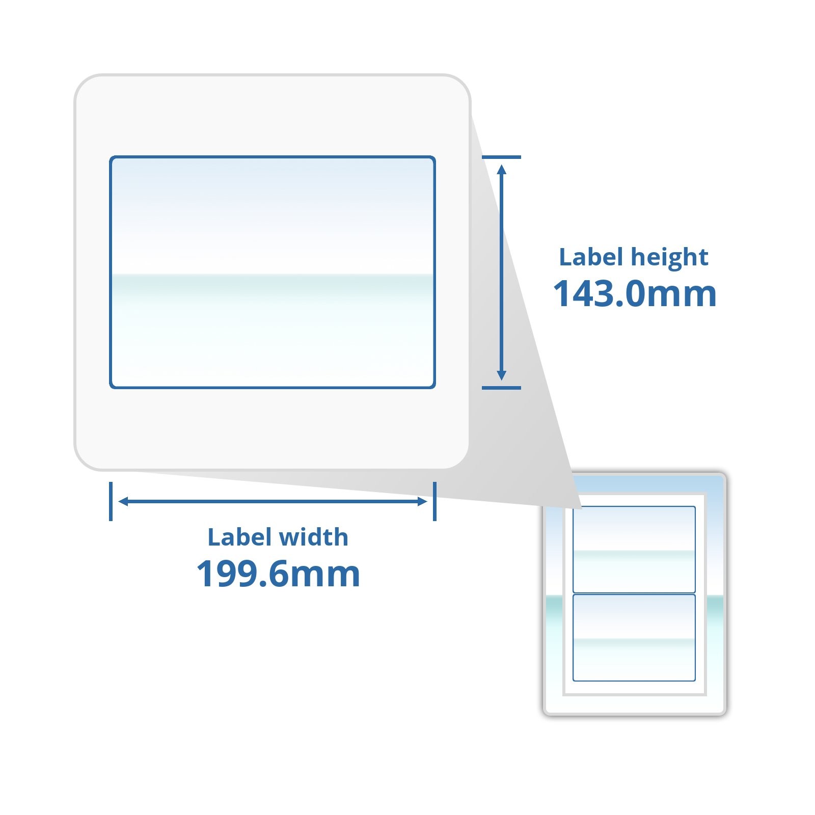 A4 Glossy White 199.6x143mm Self Adhesive Address Labels 2 Per Page 100 Sheets