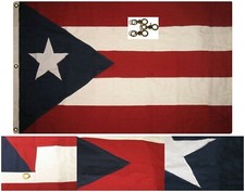 3x5 Embroidered Sewn Puerto Rico Dark Blue Synthetic Cotton Flag 3'x5' 3 Clips