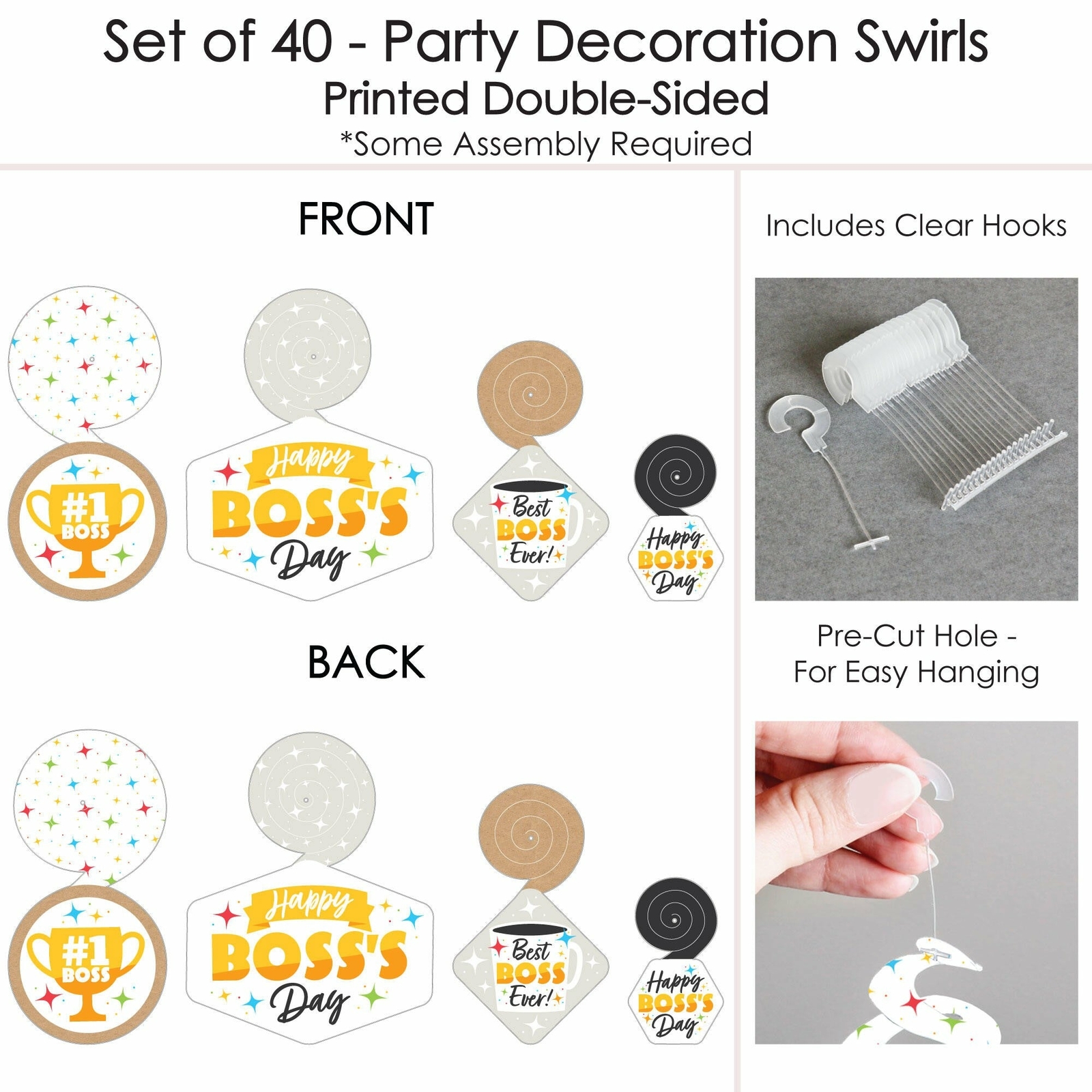 Happy Boss's Day - Best Boss Ever Hanging Party Decoration Swirls - 40 Ct |  eBay