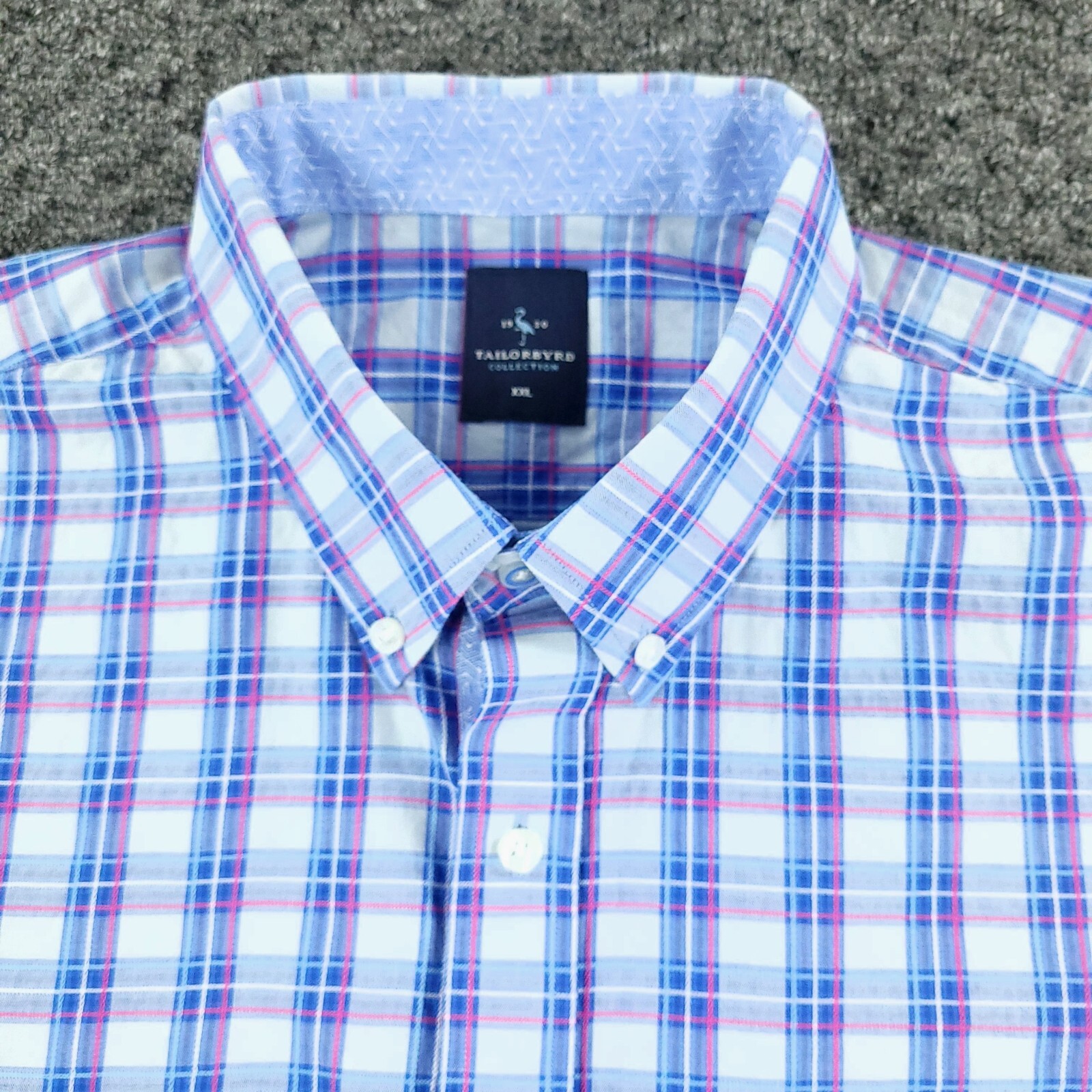 Tailorbyrd Men's 2XL Blue Plaid Short Sleeve Casual Camp Shirt for Outdoor Travel