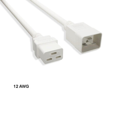 10x White 6ft 12AWG Color Power Cable IEC60320 C19 to IEC60320 C20 20A/250V