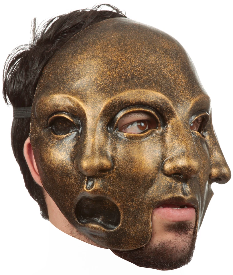 Ghoulish Productions 3 Faces Gold Mask Latex Face Mask Horror Halloween Cosplay - Image 3 of 4