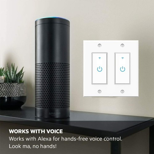 WiFi Smart Light Switch 2-Gang Light Switch Remote for Alexa & Google IFTTT US - Picture 2 of 11