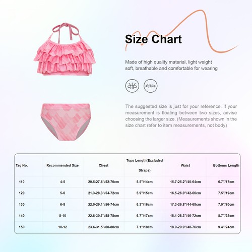 Kids Girl's Vest With Bottoms Set Summer Swim Outfit Fish Scale Print Swimwear - Picture 23 of 69