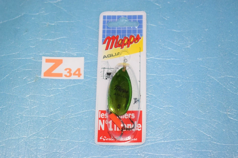 Cuiller tournante MEPPS AGLIA Platinium VERT taille au choix (de N°0 à N°5)