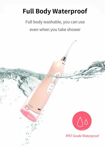 Oral Irrigator Dental Water Flosser USB Charger Waterfloss with 5 nozzles Pink - Foto 6 di 10