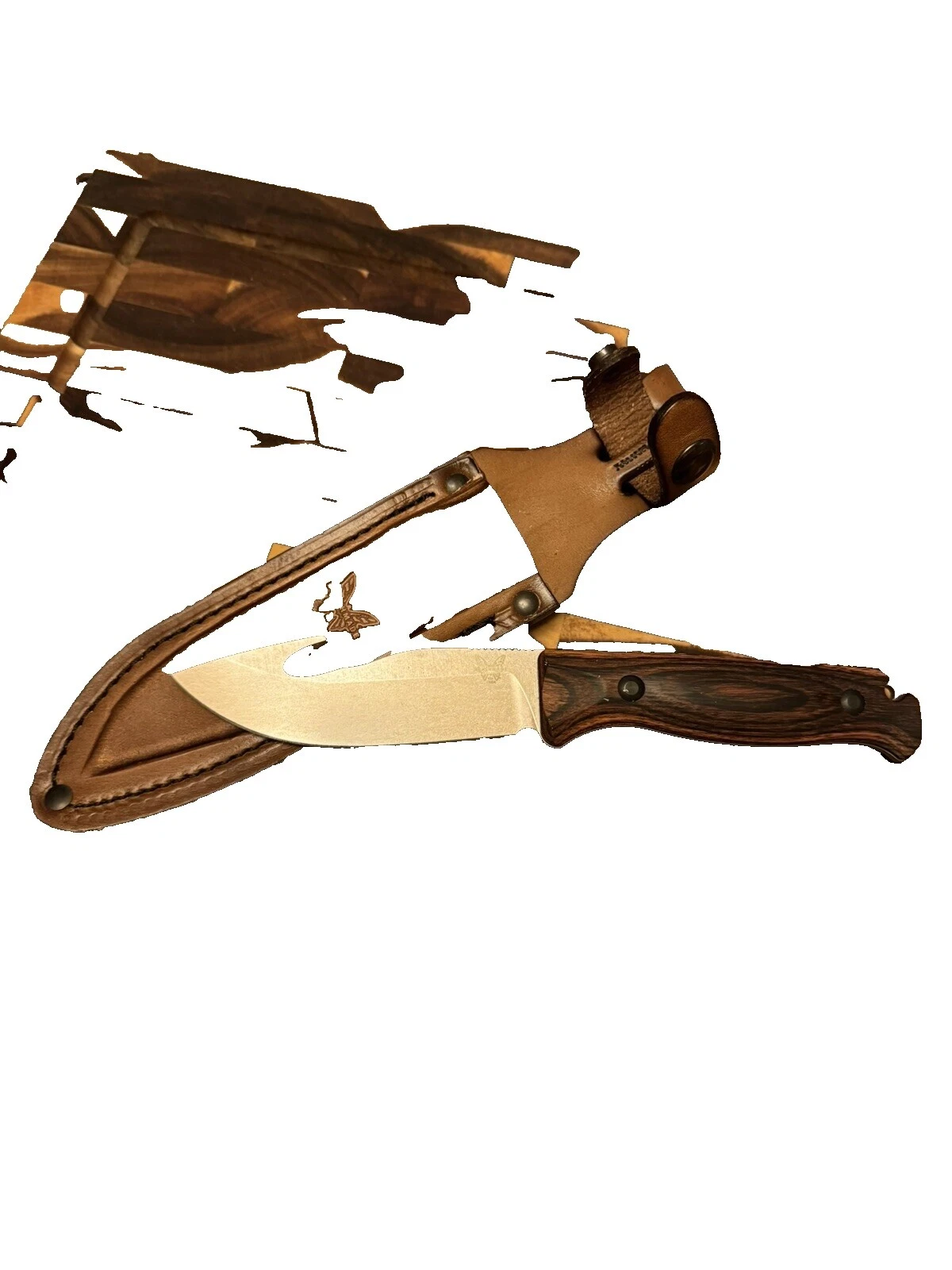 Benchmade Drop Point Wood Handle Collectible Modern Fixed Blade Knives