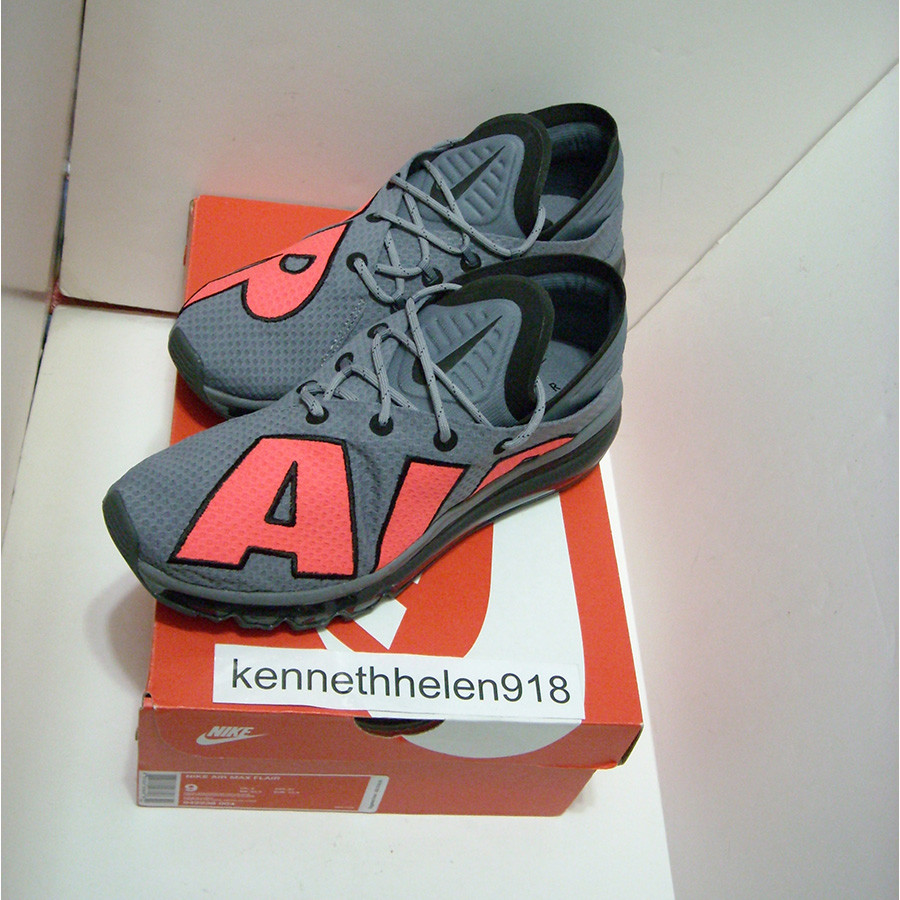NEW 2017 NIKE AIR MAX FLAIR SNEAKER COOL GREY SOLAR RED 942236-004