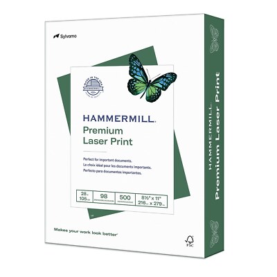Hammermill Laser Print Office Paper 98 Brightness 28lb 8-1/2 x 11 White 500