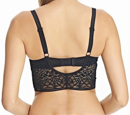Freya Soiree Bralette Bra Black Lace Size 30G Underwired Longline Plunge 5014 - Picture 5 of 12