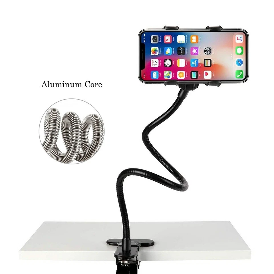 2 Flexible 360 Clip Mobile Cell Phone Holder Lazy Bed desk Bracket Mount Stands - Image 4 of 4