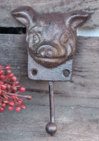 ❤ Schweinchen / Kopf 1Er Haken Garderobe Gusseisen Antiklook Tiere Vintage ❤