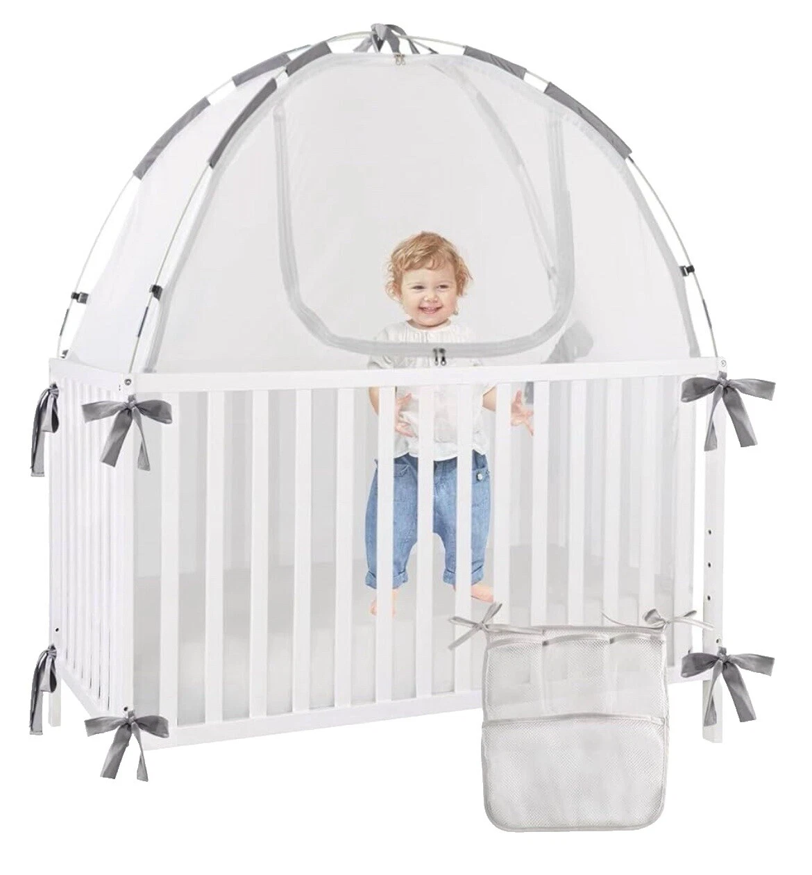 Cuna unisex algodón doseles y redes