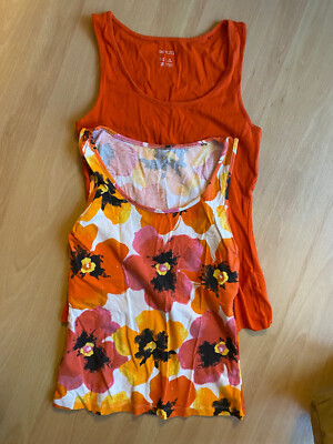 2er Set Tops von Esmera  orange geblümt und orange Gr. S