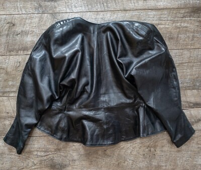 Jean Claude Jitrois Leather Kimono Jacket Womens Black Collarless