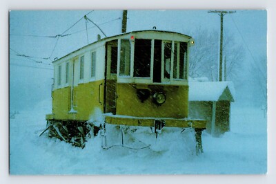 Postcard Train Pennsylvania Rockhill Furnace Snow Sweeper Trolley 1960s Chrome
