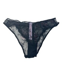Savage X Fenty Women's Size Small Panty Thong Lace Floral Black New With Tags