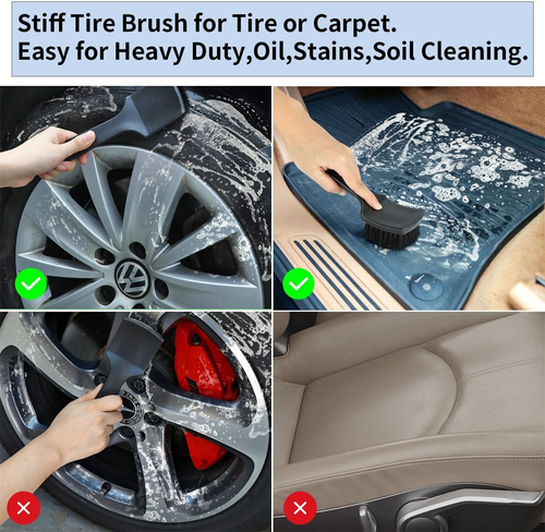 Wheel Rim & Tire Brush Set, Soft & Stiff Bristle Wash Cleaning Supplies Kit - Picture 5 of 7