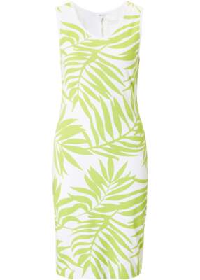 Bequemes Shirtkleid mit Alloverdruck Gr. 40/42 Limonengrün/Weiß Damen Kleid Neu