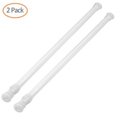2 Pack Shower Curtain Rod Adjustable Length Rust Resistant Tension Steel White