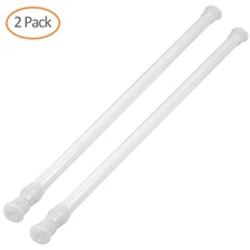 2 Pack Shower Curtain Rod Adjustable Length Rust Resistant Tension Steel White