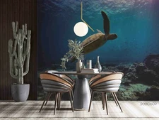 3D Ocean Turtle  Wallpaper Wall Mural Removable Self-adhesive Sticker3536
