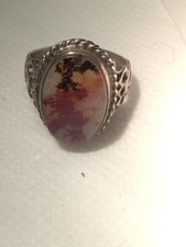 Dendritic Agate Stone Ring Sterling Silver Handmade Antiqen For Men And Women