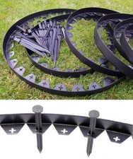 10 m of Garden Edging Border Flexible Lawn Grass Plastic Black + 50 STRONG Pegs