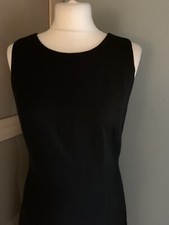 Vintage Dorothy Perkins Black Sleeveless Wool Shift Dress Size 12 Petites