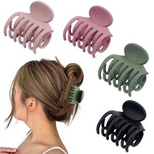 4Pcs Medium Hair Clips Claw Matte Double Row Jaw Clip Non Slip for Women Girls